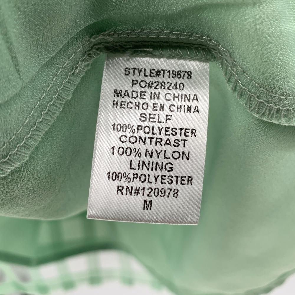 Entro Mint Green Windowpane Check Ruffle Tulle Trim Sleeveless Blouse NWT Medium - Picture 5 of 7